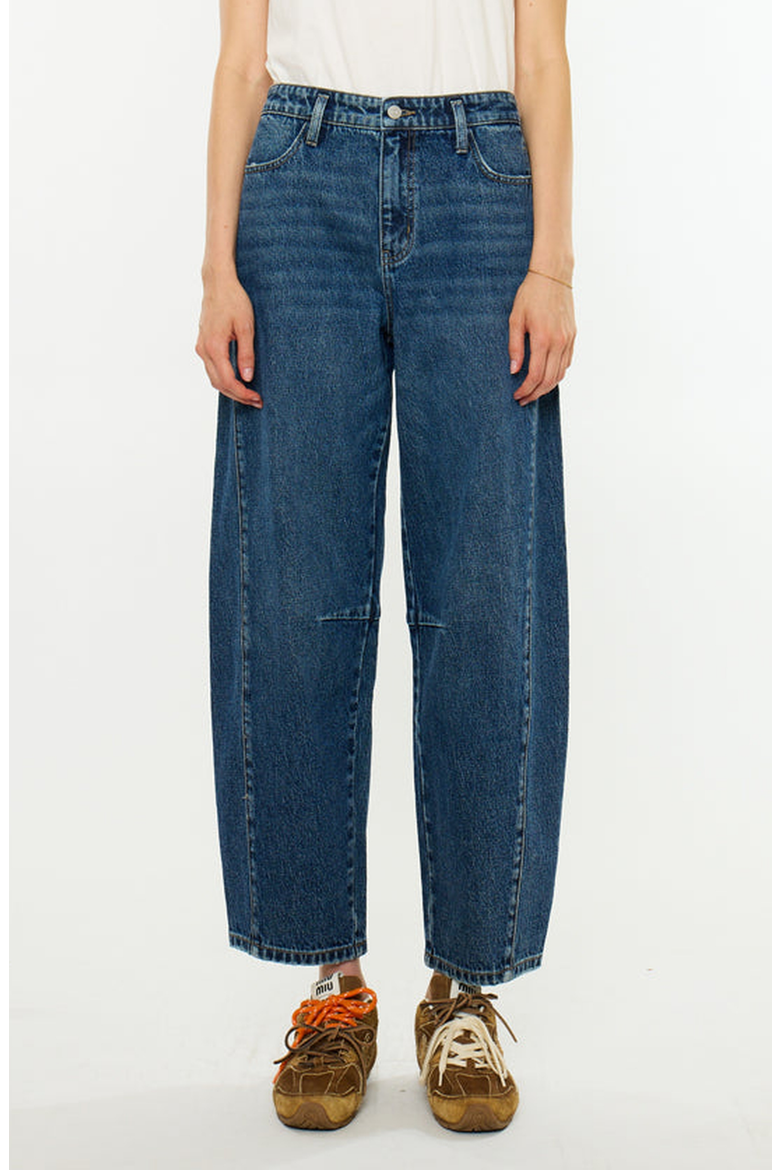 Naya Essentials Low Slung Horseshoe Jeans, Main, color, Dark Wash