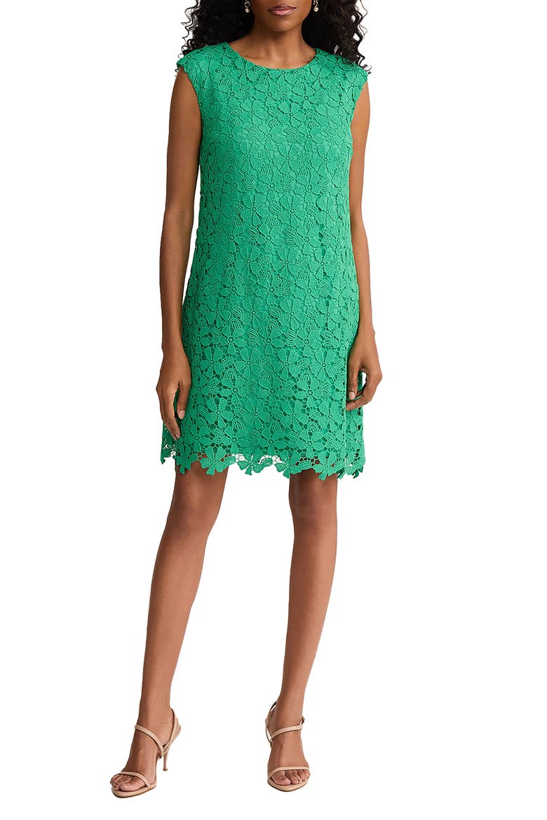 Floral Lace Shift Dress, Main, color, KELLY