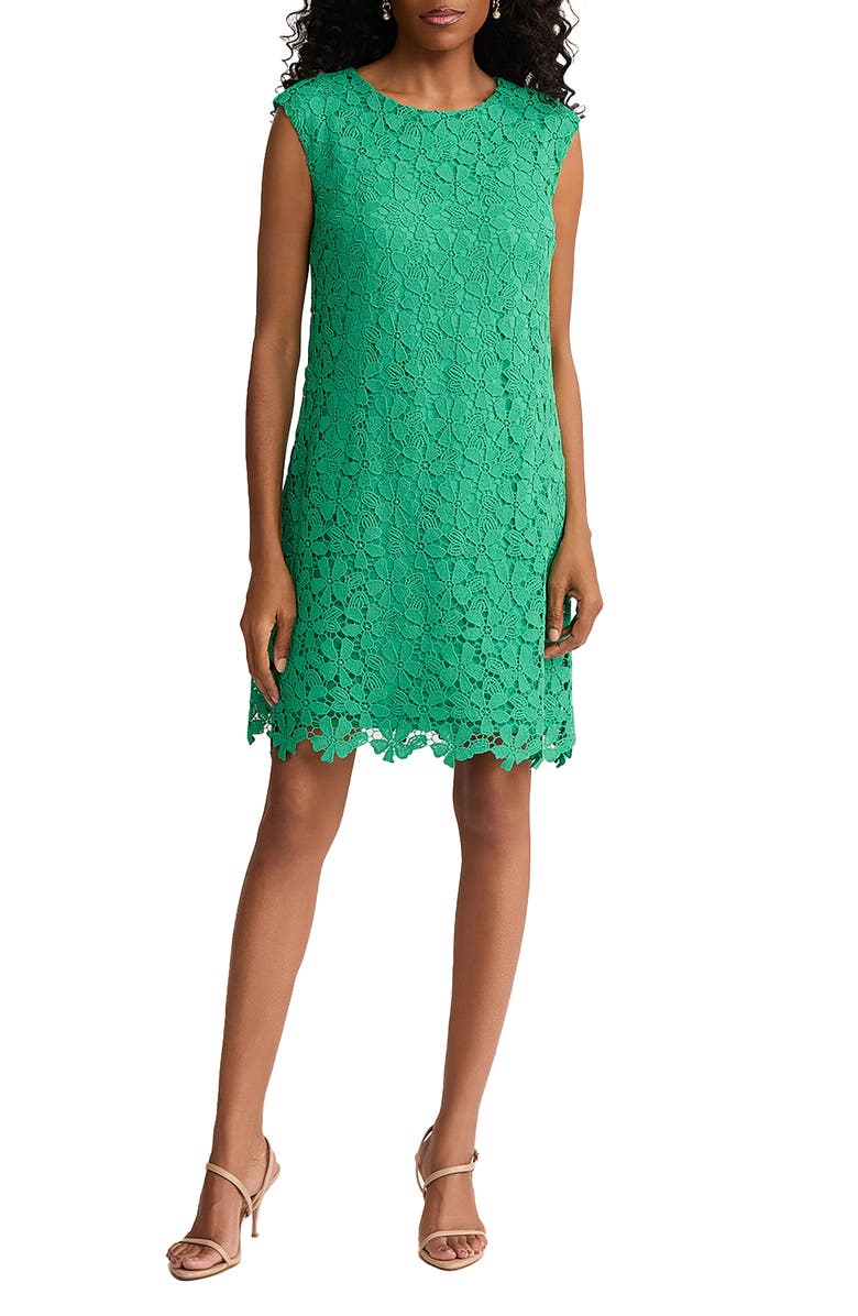 Jones New York Floral Lace Shift Dress, Main, color, Kelly