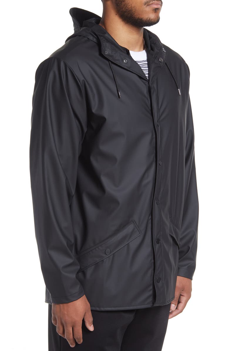 Rains Waterproof Longline Jacket, Alternate, color, Black