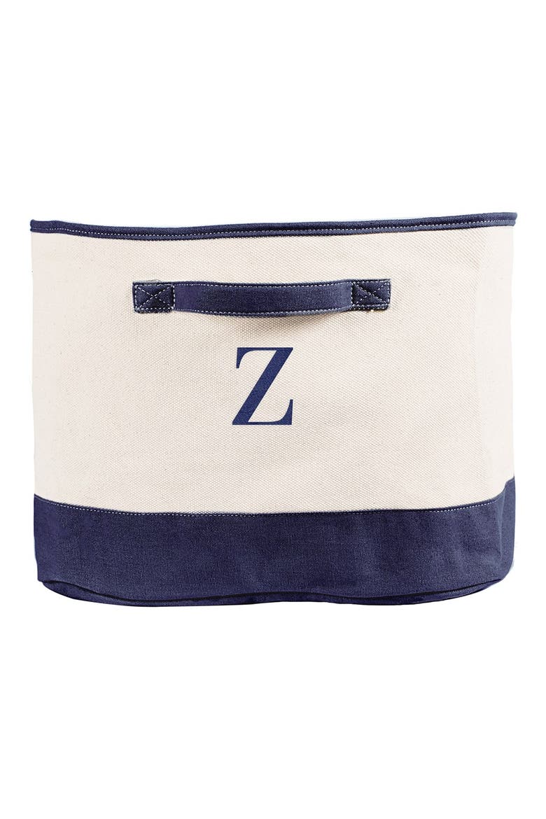Monogram Square Canvas Bin, Main, color, NAVY - Z