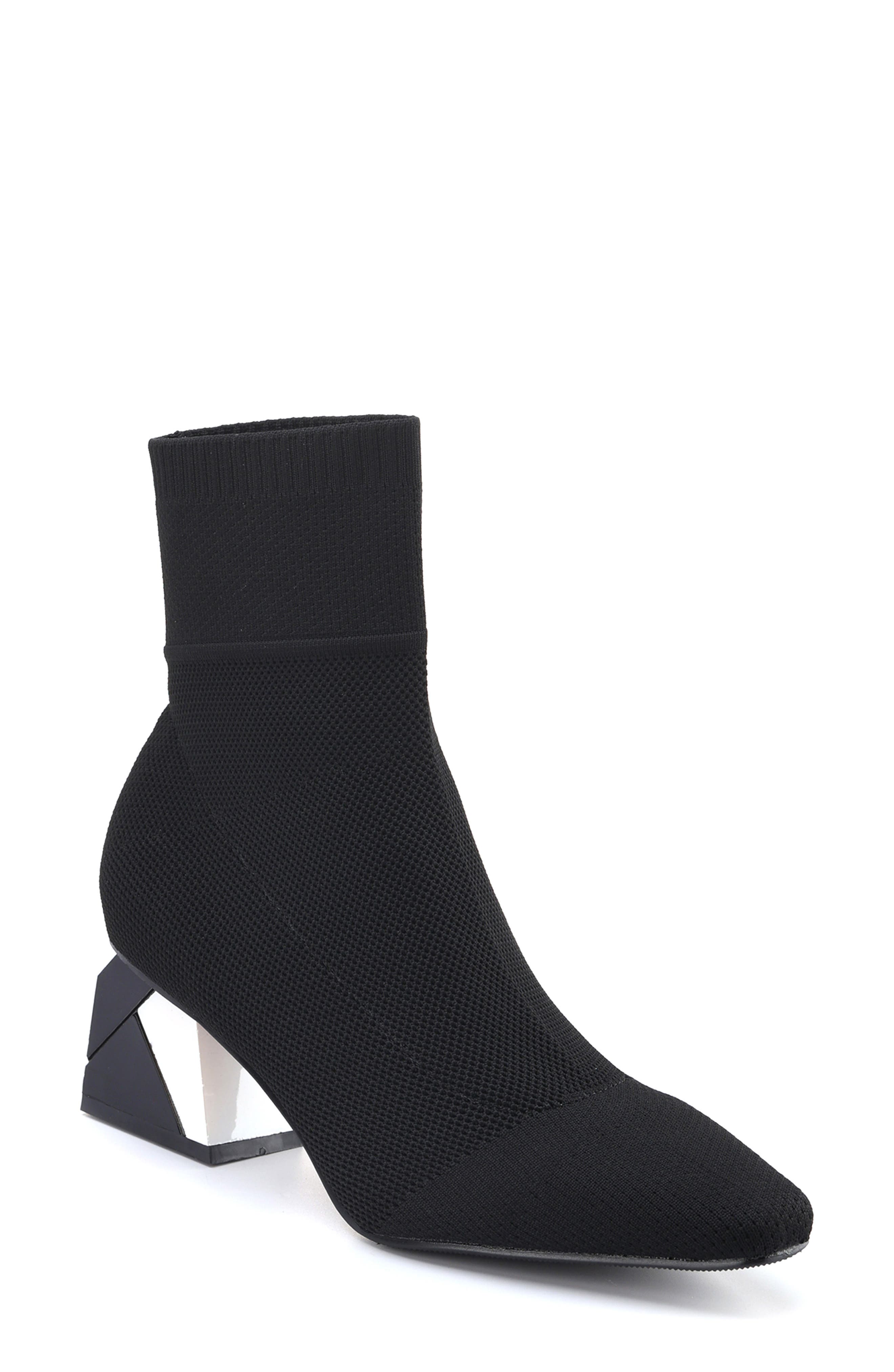 NINETY UNION Sidney Block Heel Sock Bootie, Main, color, Black