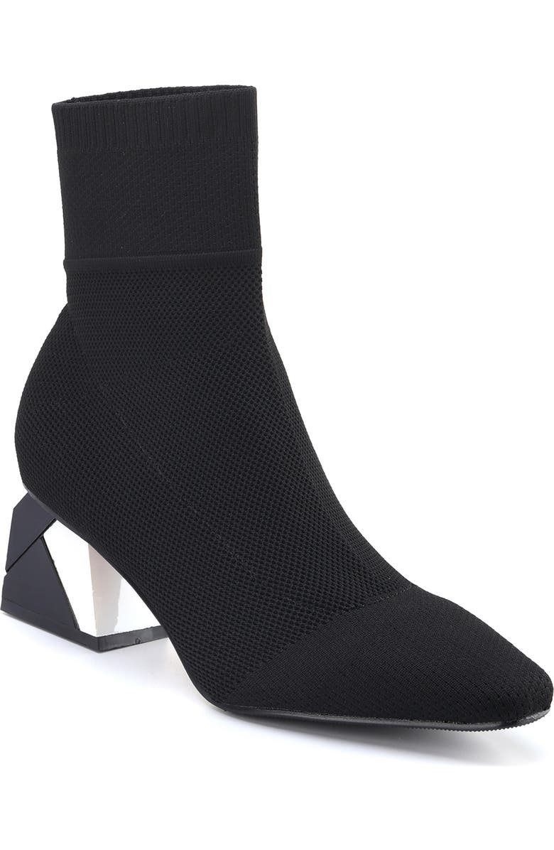 NINETY UNION Sidney Block Heel Sock Bootie, Main, color, Black