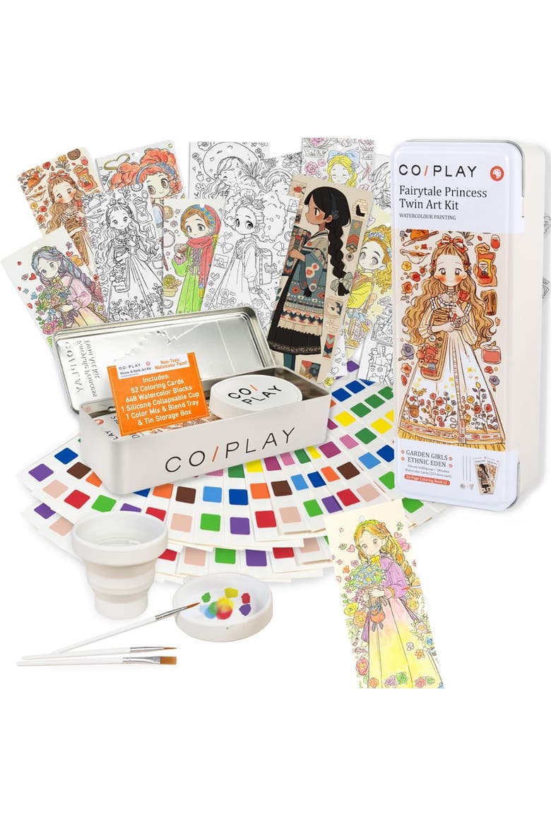 Watercolor Painting Art Kit, Fairytale Princess, Tin Box, Kids 6+, Main, color, Multicolored