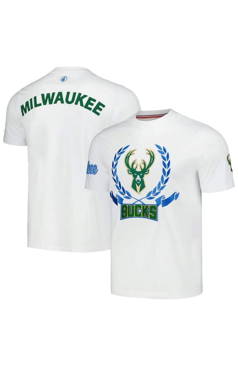 FISLL Unisex FISLL White Milwaukee Bucks Heritage Crest T-Shirt, Alternate, color, White