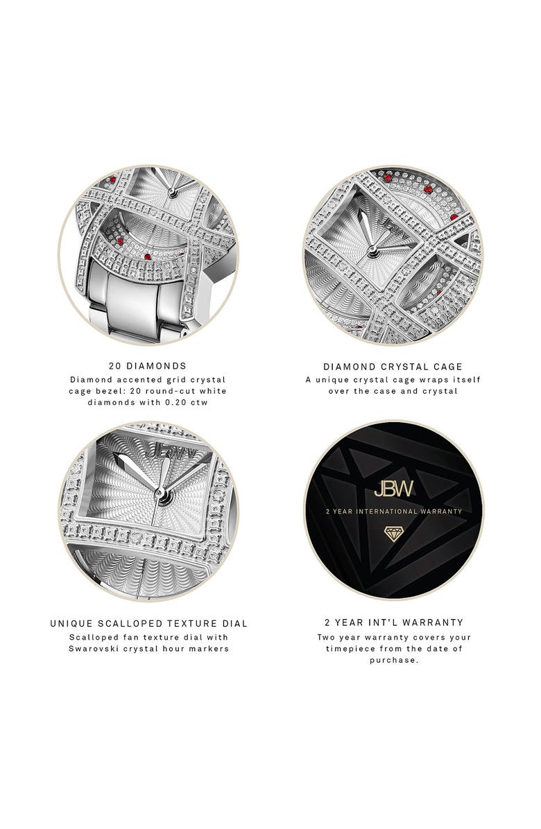 JBW Olympia 10 Year Anniversary Diamond Bracelet Watch, 38mm - 0.20 ctw, Alternate, color, Silver