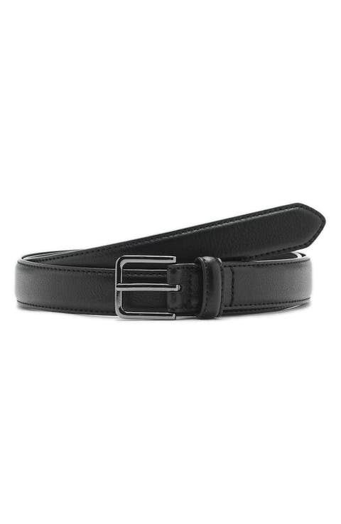 Black Pebbled Leather Belt