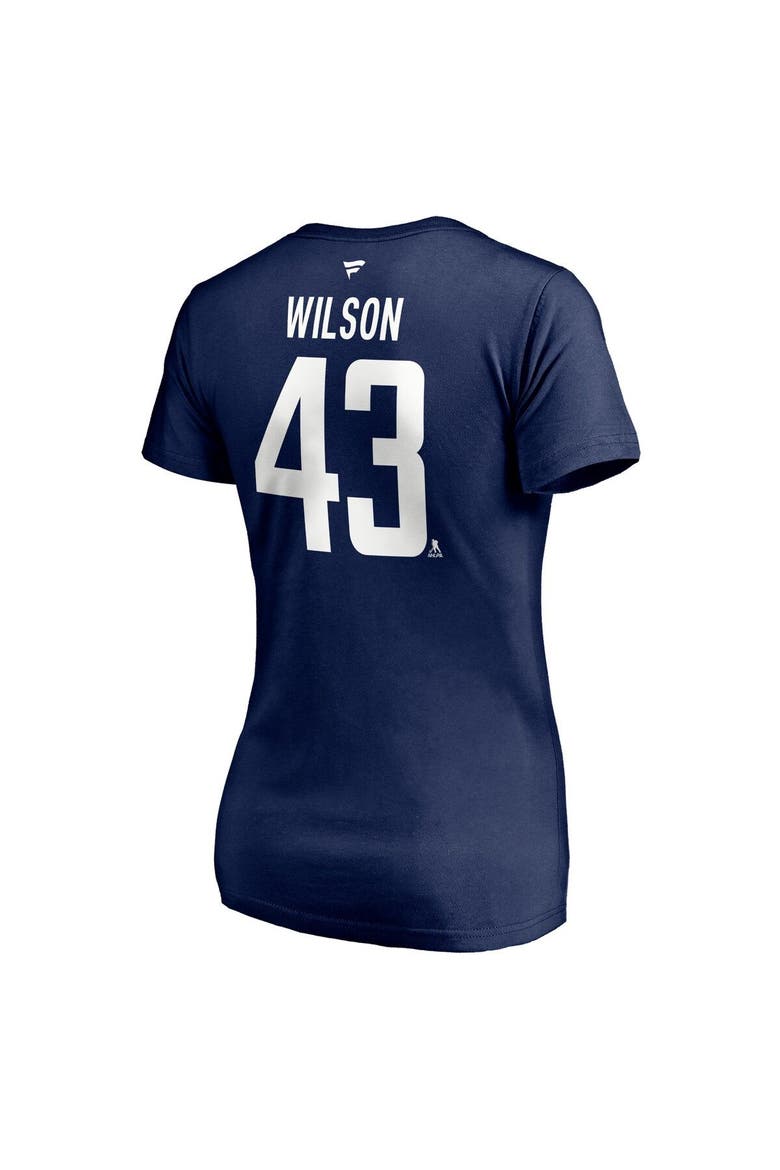 Women's Fanatics Branded Tom Wilson Navy Washington Capitals 2020/21 Alternate Authentic Stack Name & Number V-Neck T-Shirt, Alternate, color, NAVY