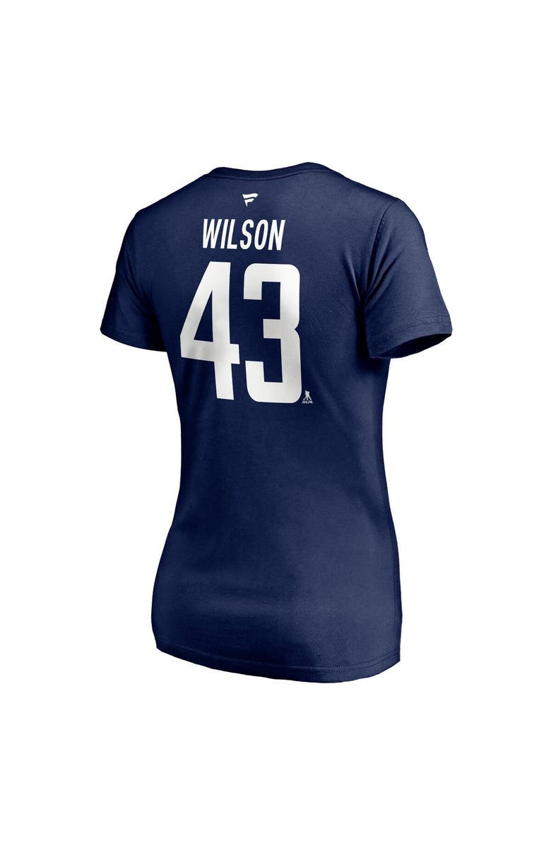 FANATICS Women's Fanatics Branded Tom Wilson Navy Washington Capitals 2020/21 Alternate Authentic Stack Name & Number V-Neck T-Shirt, Alternate, color, Navy