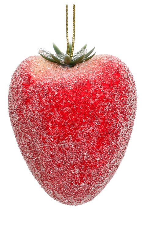 Frosted Strawberry Ornament , Box of 24