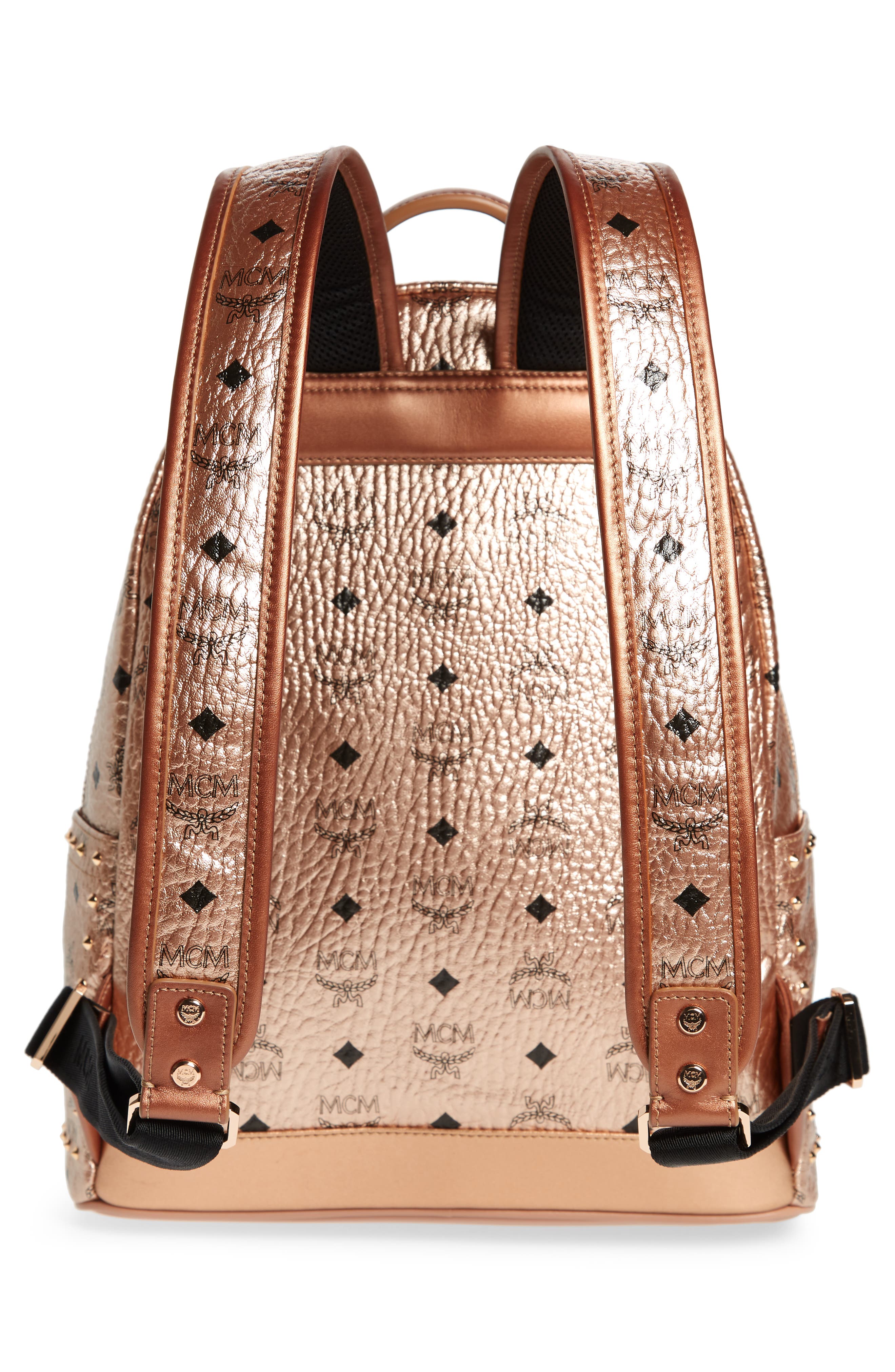 MCM Medium Stark Side Stud Coated Canvas Backpack, Alternate, color, 