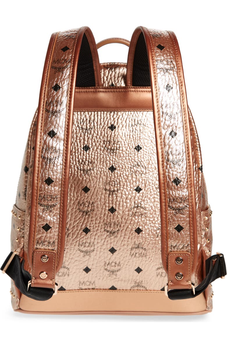 MCM Medium Stark Side Stud Coated Canvas Backpack, Alternate, color,