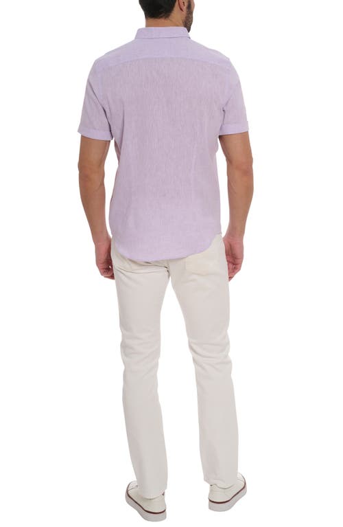 ROBERT GRAHAM ROBERT GRAHAM PALMER TAILORED FIT SHORT SLEEVE LINEN BLEND BUTTON-UP SHIRT