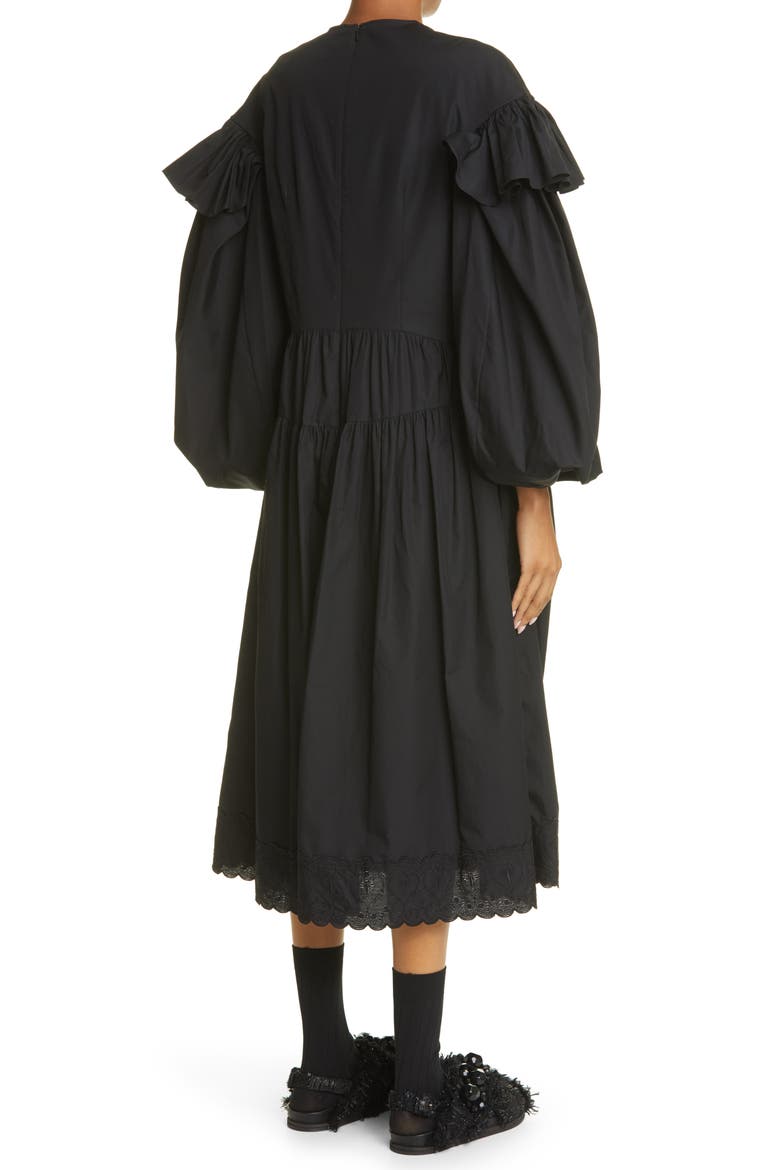Cotton Poplin Smock Dress, Alternate, color, BLACK/ BLACK
