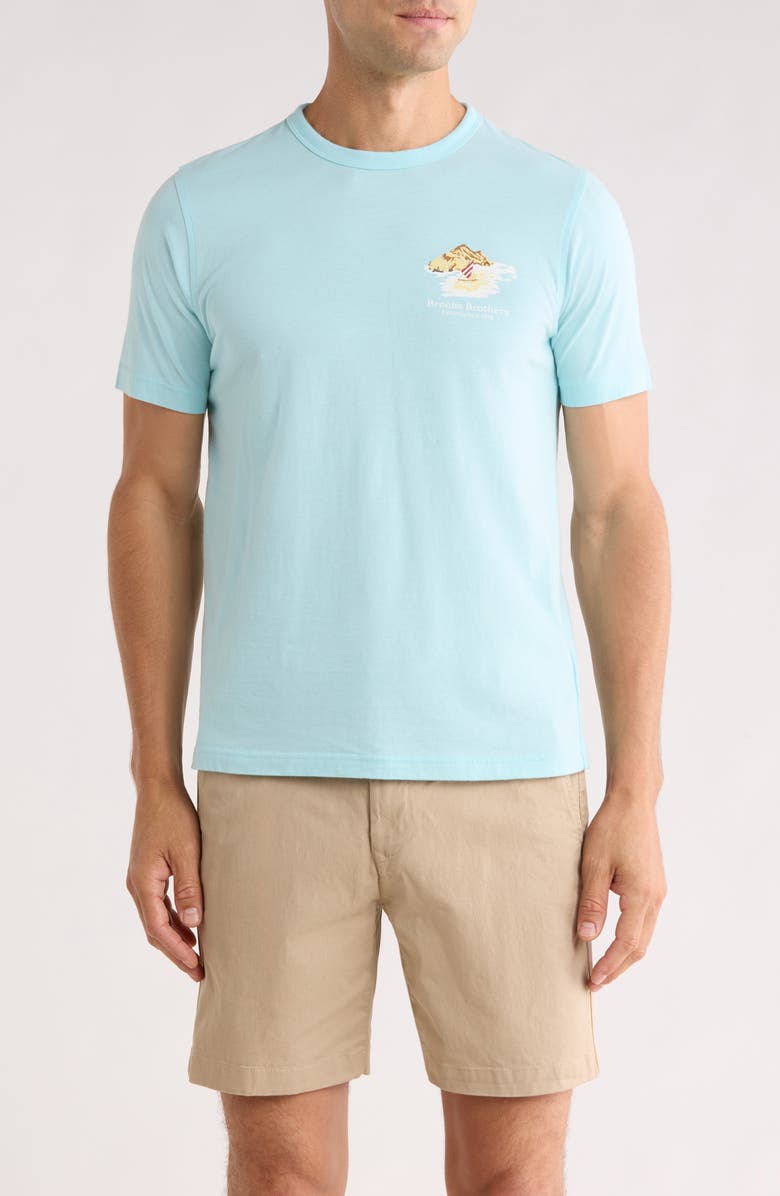 Brooks Brothers Island Graphic Tee, Main, color, Blue Multi
