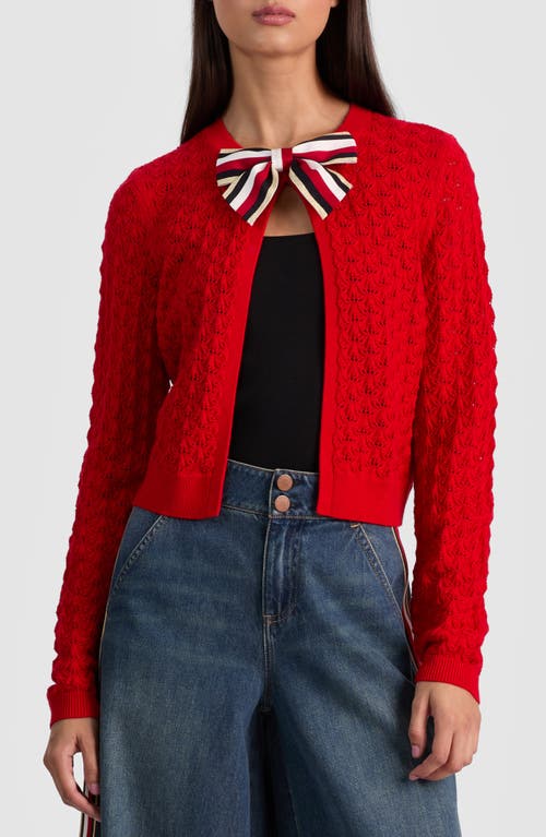 Alice And Olivia Dollie Open Front Cardigan In Red