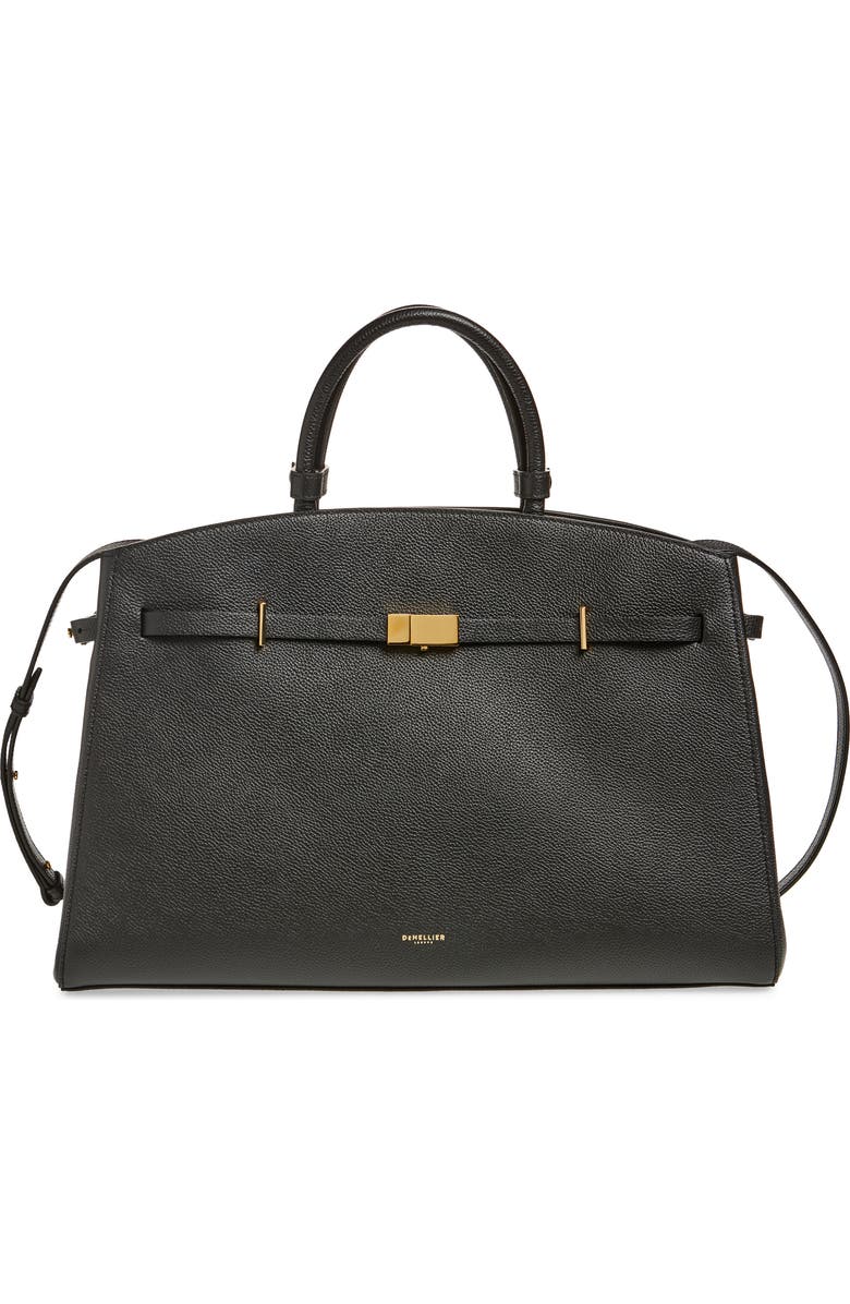 DeMellier New York Leather Satchel, Main, color, Black