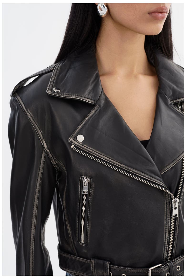 FORD | Distressed Leather Jacket, Alternate, color, Vintage Black