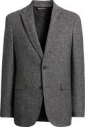 AllSaints Rawdon Slim Fit Black Mélange Wool & Linen Peak Lapel Sport Coat