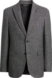 AllSaints Rawdon Slim Fit Black Mélange Wool & Linen Peak Lapel Sport Coat