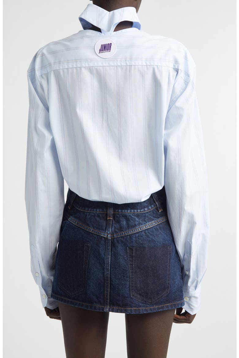 Pinstripe Floating Collar Button-Up Shirt, Alternate, color, LIGHT BLUE/ WHITE