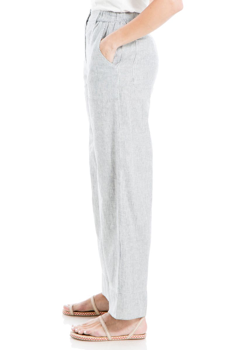 MAX STUDIO Stripe High Waist Wide Leg Linen Blend Pants, Alternate, color, 