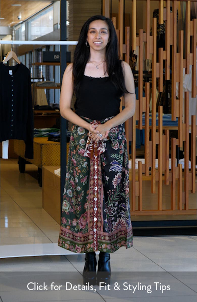 Winter Garden Mix Print Tie Front Midi Skirt, sales video thumbnail