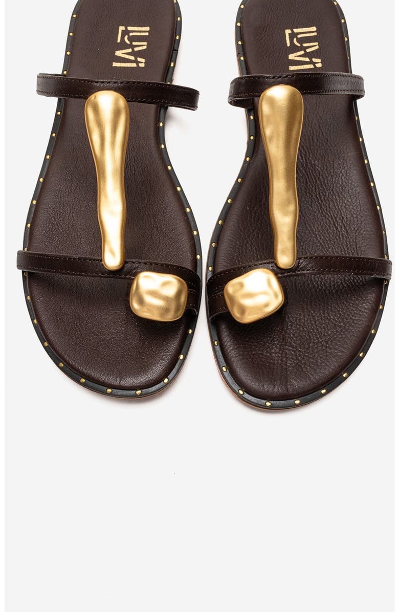 Forever & Always Shoes Tessa Leather Thong Sandal, Alternate, color, Brown