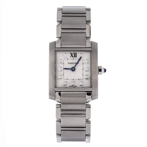 Tank Francaise Quartz Watch Stainless Steel with Diamond Markers 20
