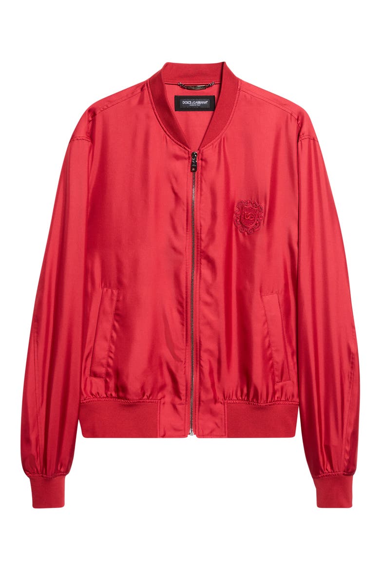 Silk Satin Baseball Jacket, Alternate, color, R0012 ROSSO SCURO