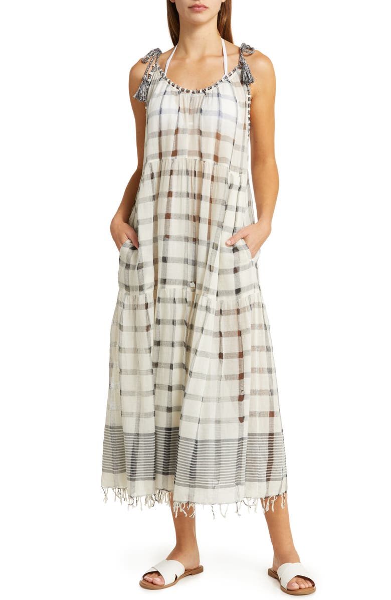 Ulla Johnson Fortuna Check Cotton Cover-Up Dress, Main, color, 