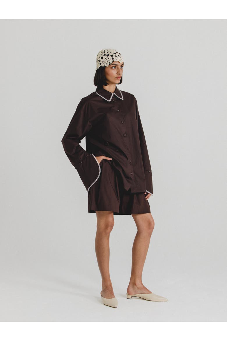 Oversized Poplin Shirt, Alternate, color, Chocolate Brown