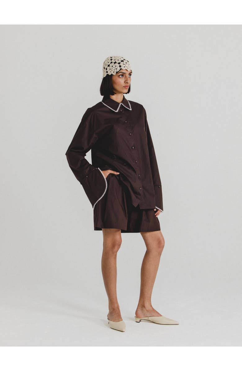 Alas Oversized Poplin Shirt, Alternate, color, Chocolate Brown