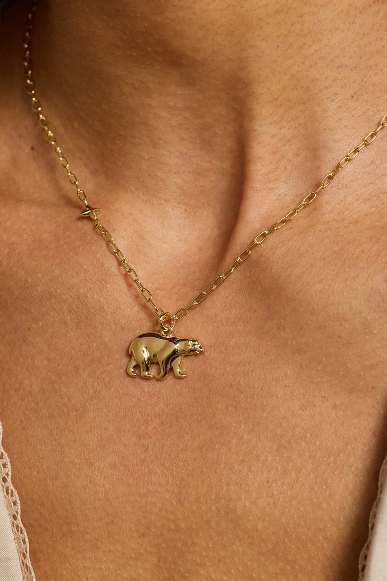 'Mama Bear' Pendant Necklace, Alternate, color, Gold