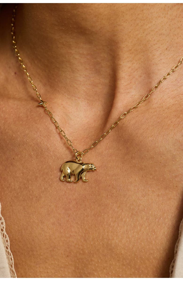 Alex and Ani 'Mama Bear' Pendant Necklace, Alternate, color, Gold