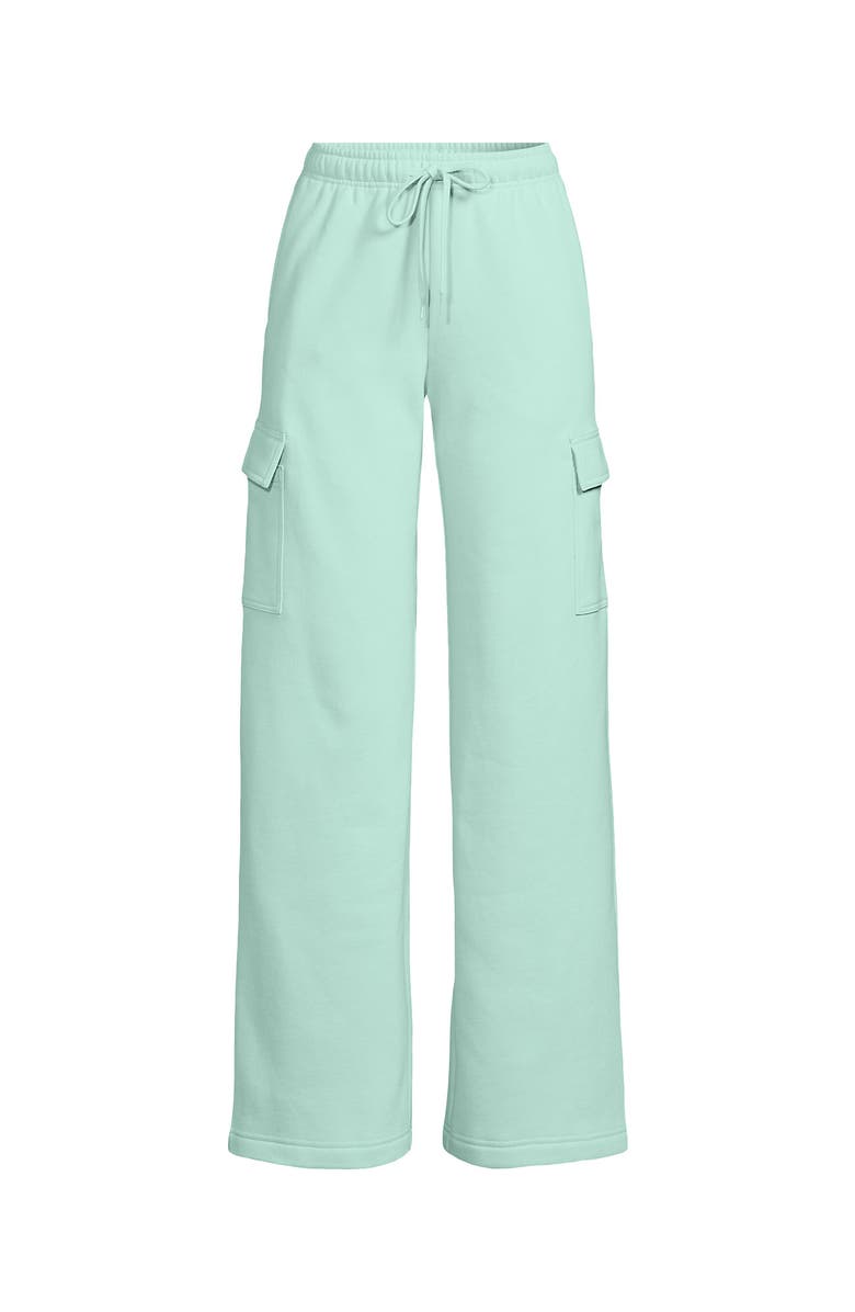 Lands' End Serious Sweats High Rise Wide Leg Cargo Pants, Alternate, color, Julep