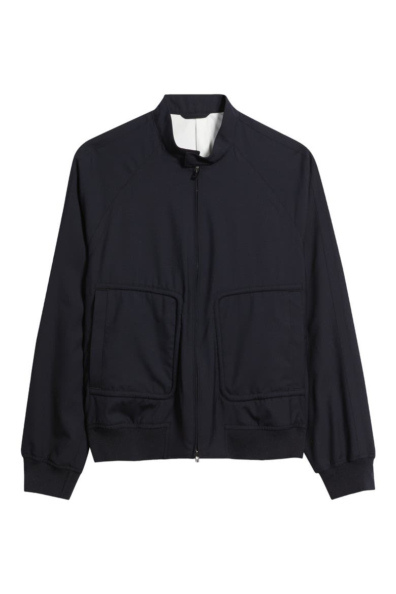 Virgin Wool Zip Bomber Jacket, Alternate, color, SOLID BLUE NAVY