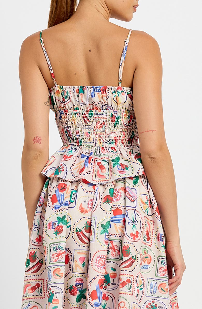 En Saison Nayeli Print Peplum Camisole, Alternate, color, Linen Red Multi