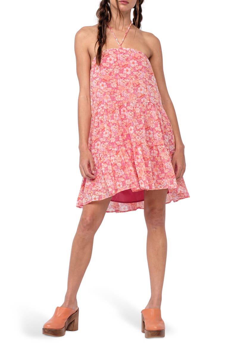 Floral Halter Tie Shift Dress, Main, color, PINK