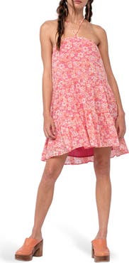 Sky to Moon Floral Halter Tie Shift Dress