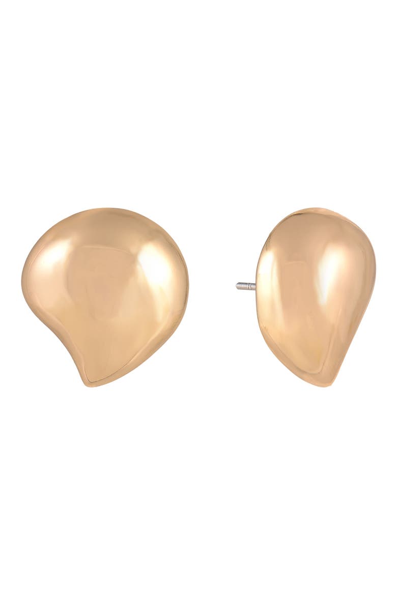Teardrop Button Earrings, Alternate, color, GOLD