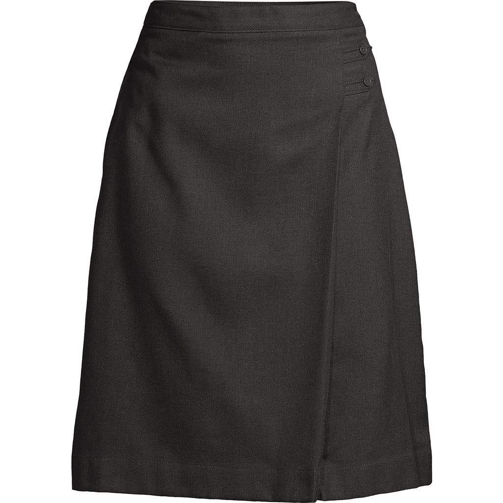 Lands' End School Uniform Solid A-line Skirt Below The Knee In Black