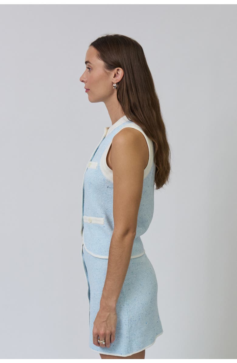 Central Park West Celeste Tweed Yarn Vest, Alternate, color, Blue