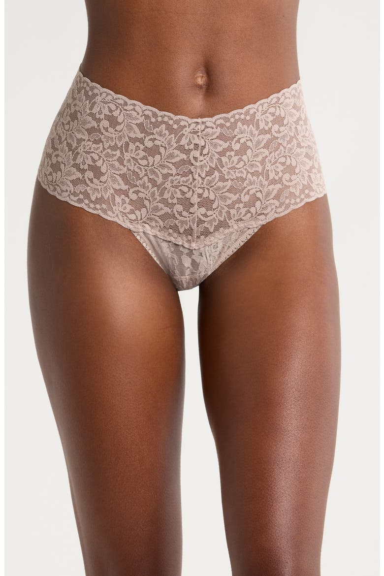Retro High Waist Thong, Alternate, color, TAUPE