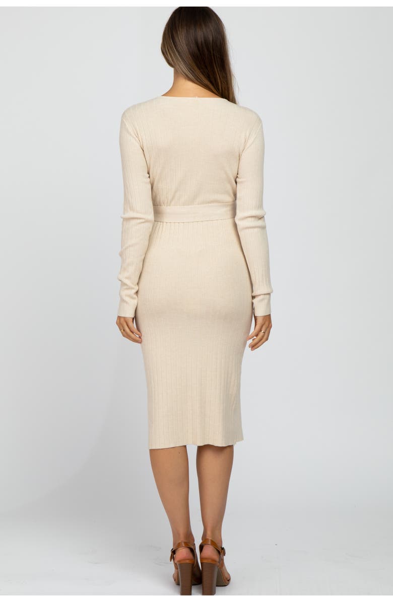 PinkBlush Tie Front Sweater Midi Dress, Alternate, color, Beige