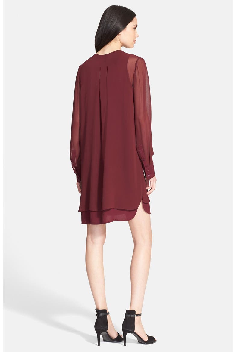 Double Layer Shirtdress, Alternate, color, DARK SCARLET