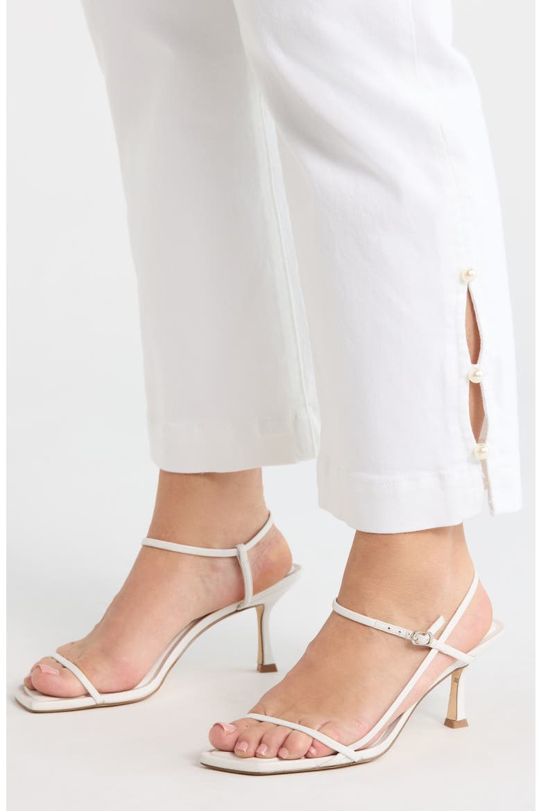 Kennedy Embellished Split Hem Ankle Straight Leg Jeans, Alternate, color, BRIGHT WHITE