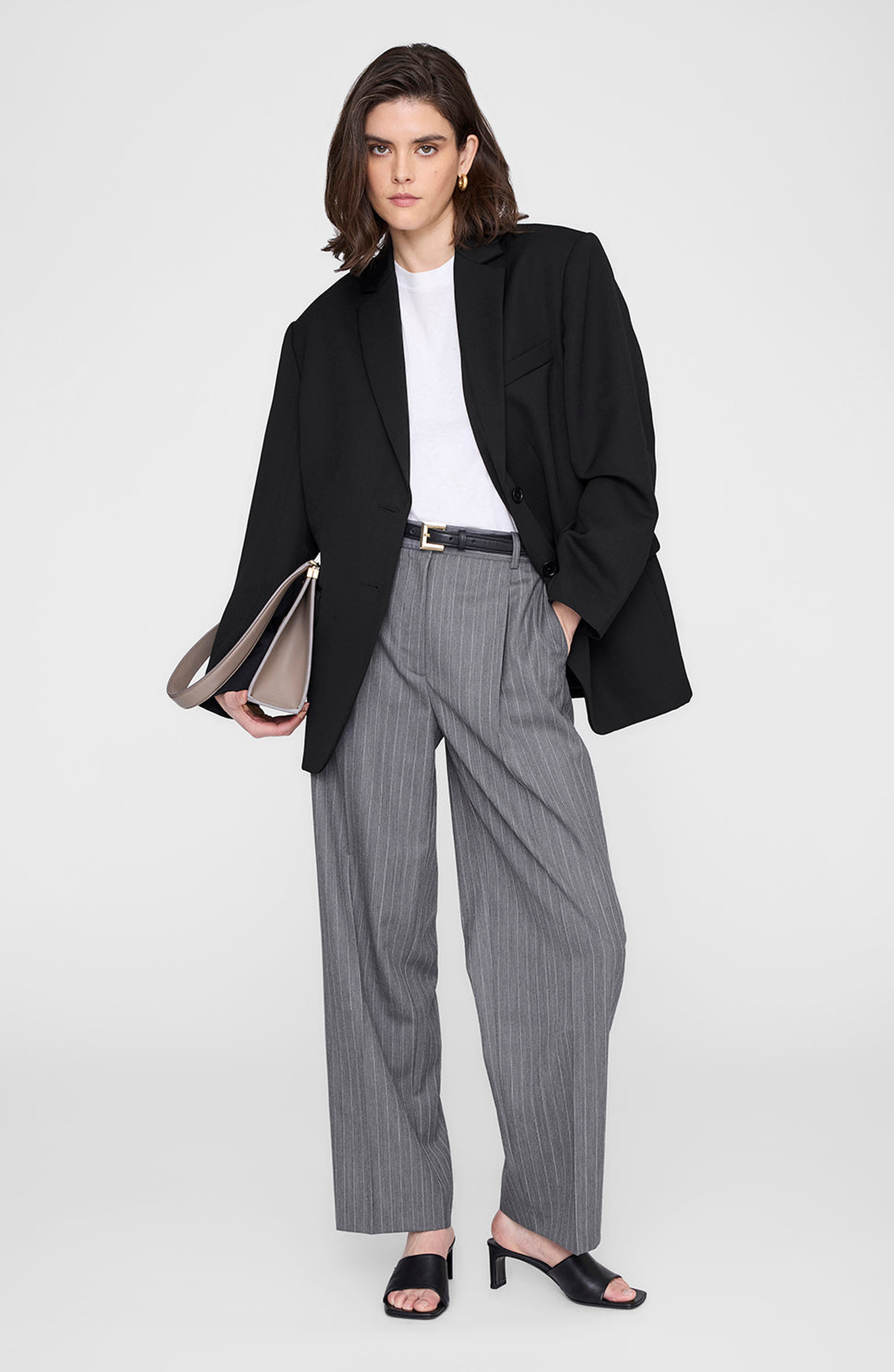 ANINE BING Jayden Mule Sandals, Alternate, color, Black