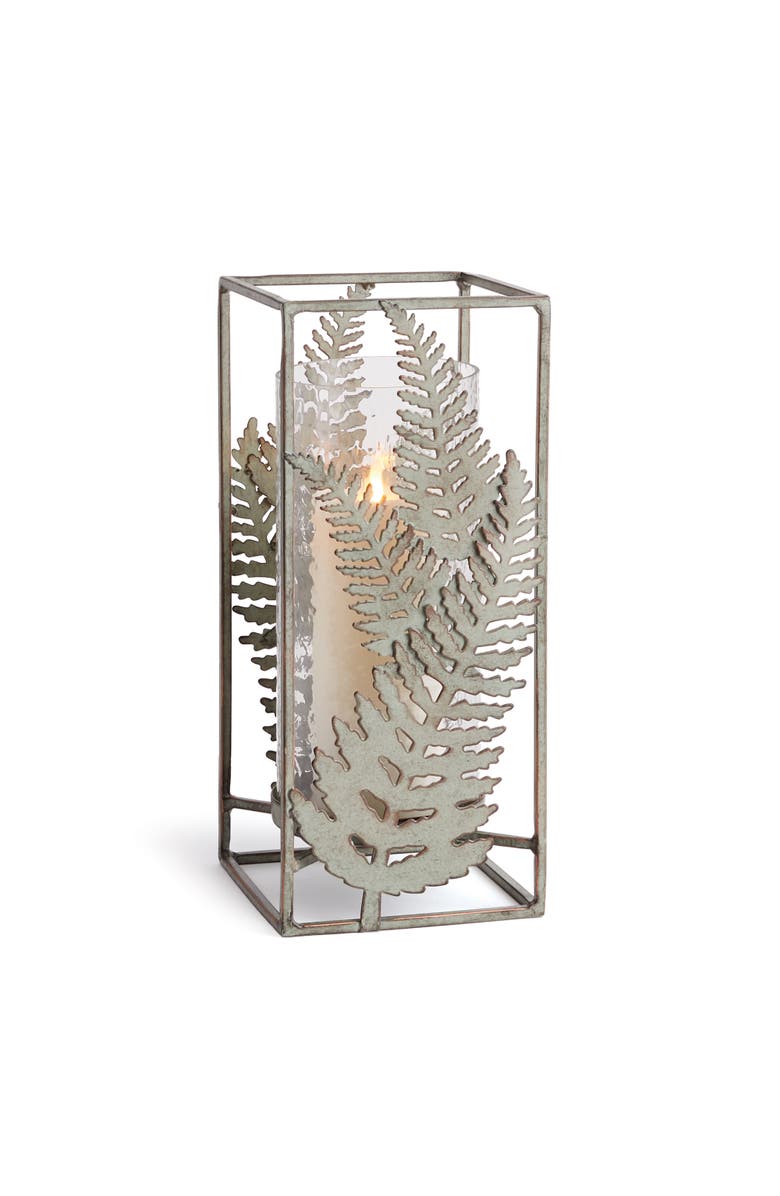 Napa Home & Garden Verdigris Fern Hurricane Candle Holder Large, Main, color, Gray