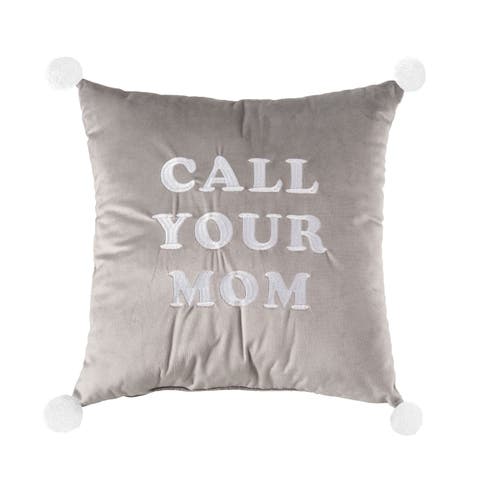 Call Your Mom Velvet Pillow Polyester Grey